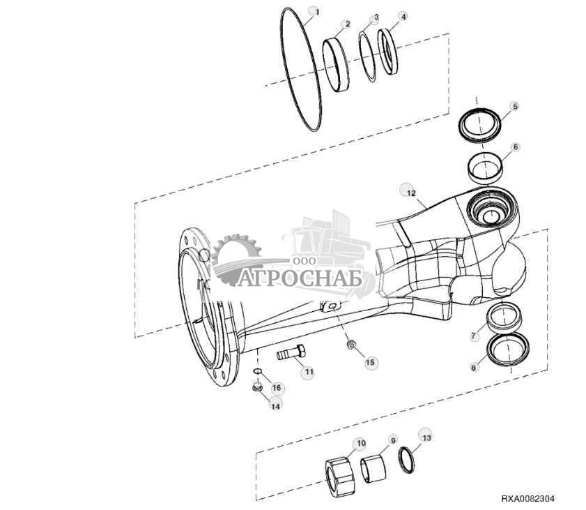 Картер моста, правый, передний мост 